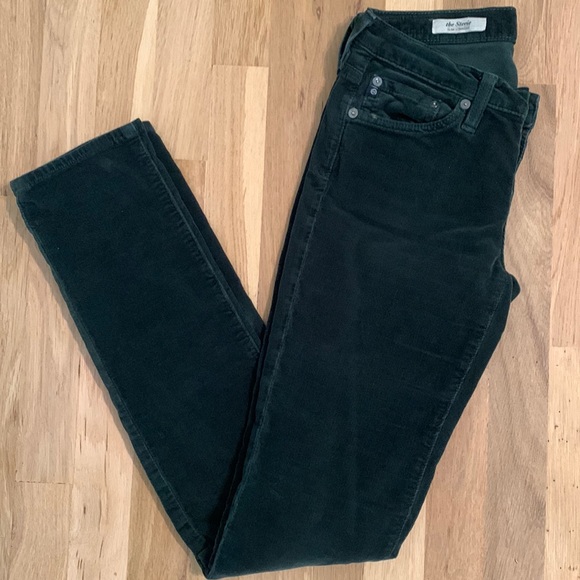 Ag Adriano Goldschmied Pants - AG Adriano Goldschmied Slim-Straight Corduroy Pants Dark Olive Green Women’s 25R